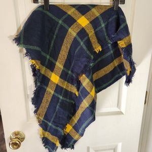 Accessory Depot Navy Green & Yellow Plaid Fringed Shawl One Size